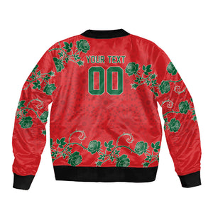 Custom Morocco Desert Rose Floral Sleeve Zip Bomber Jacket Africa Women’s Football Champion Series 2026