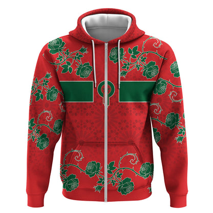 Custom Morocco Desert Rose Floral Zip Hoodie Africa Women’s Football Champion Series 2026