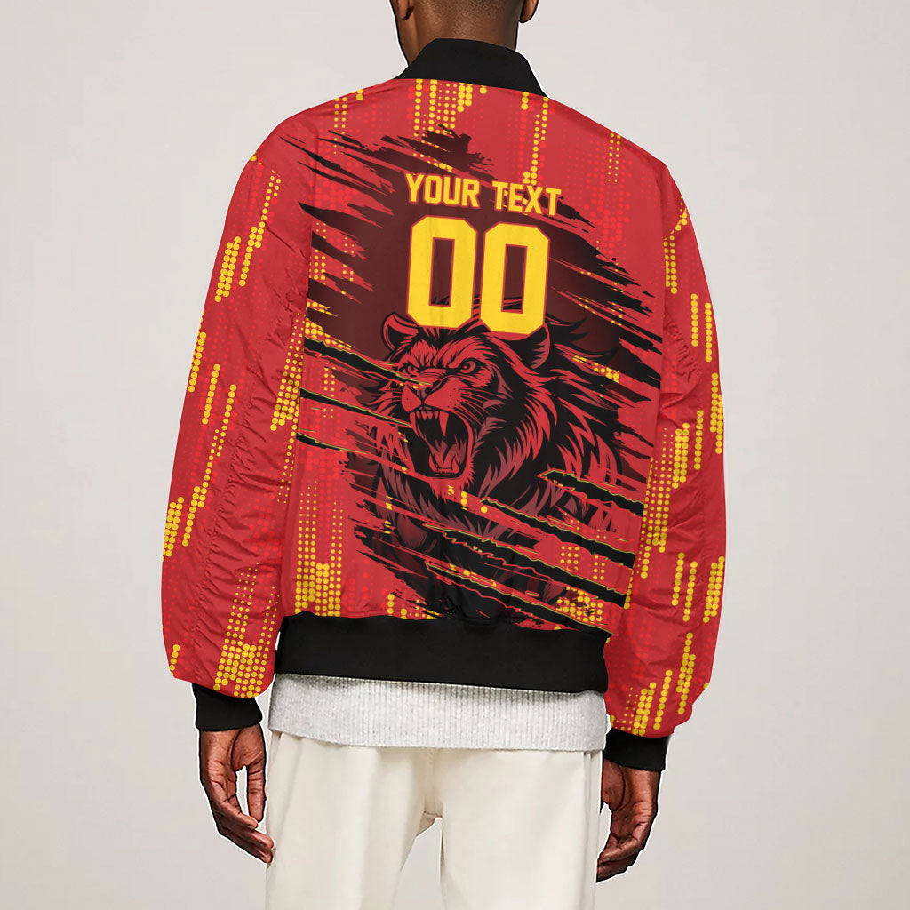 Custom Cameroon Red Lion Sleeve Zip Bomber Jacket Africa Football Champion Series 2026