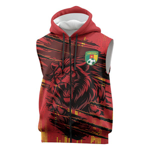 Custom Cameroon Red Lion Sleeveless Zip Hoodie Africa Football Champion Series 2026