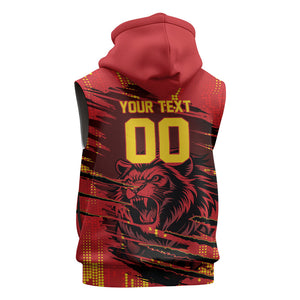 Custom Cameroon Red Lion Sleeveless Zip Hoodie Africa Football Champion Series 2026