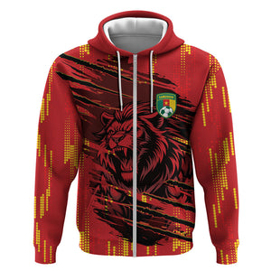 Custom Cameroon Red Lion Zip Hoodie Africa Football Champion Series 2026