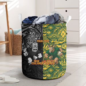 Custom South Africa vs New Zealand Laundry Basket Rugby se Grootste Wedywering Two Nations One Battle