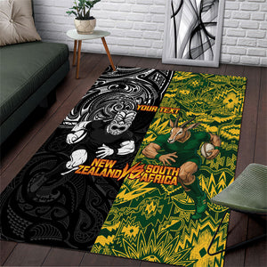 Custom South Africa vs New Zealand Area Rug Rugby se Grootste Wedywering Two Nations One Battle