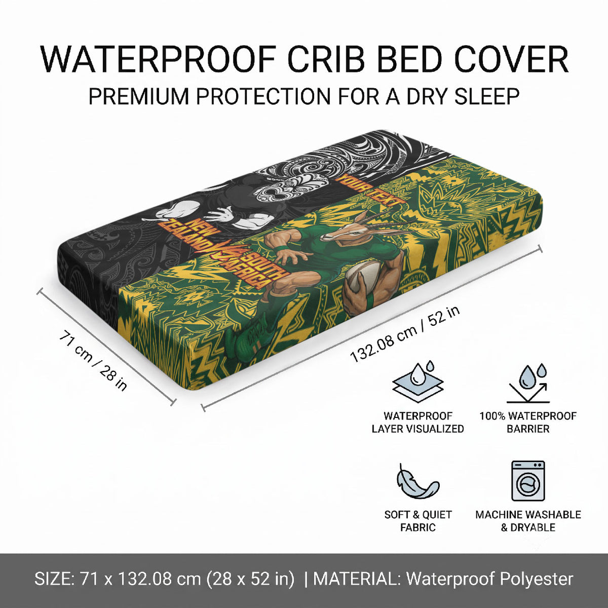 Custom South Africa vs New Zealand Baby Bed Cover Rugby se Grootste Wedywering Two Nations One Battle