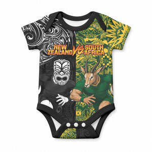 Custom South Africa vs New Zealand Baby Onesie Rugby se Grootste Wedywering Two Nations One Battle
