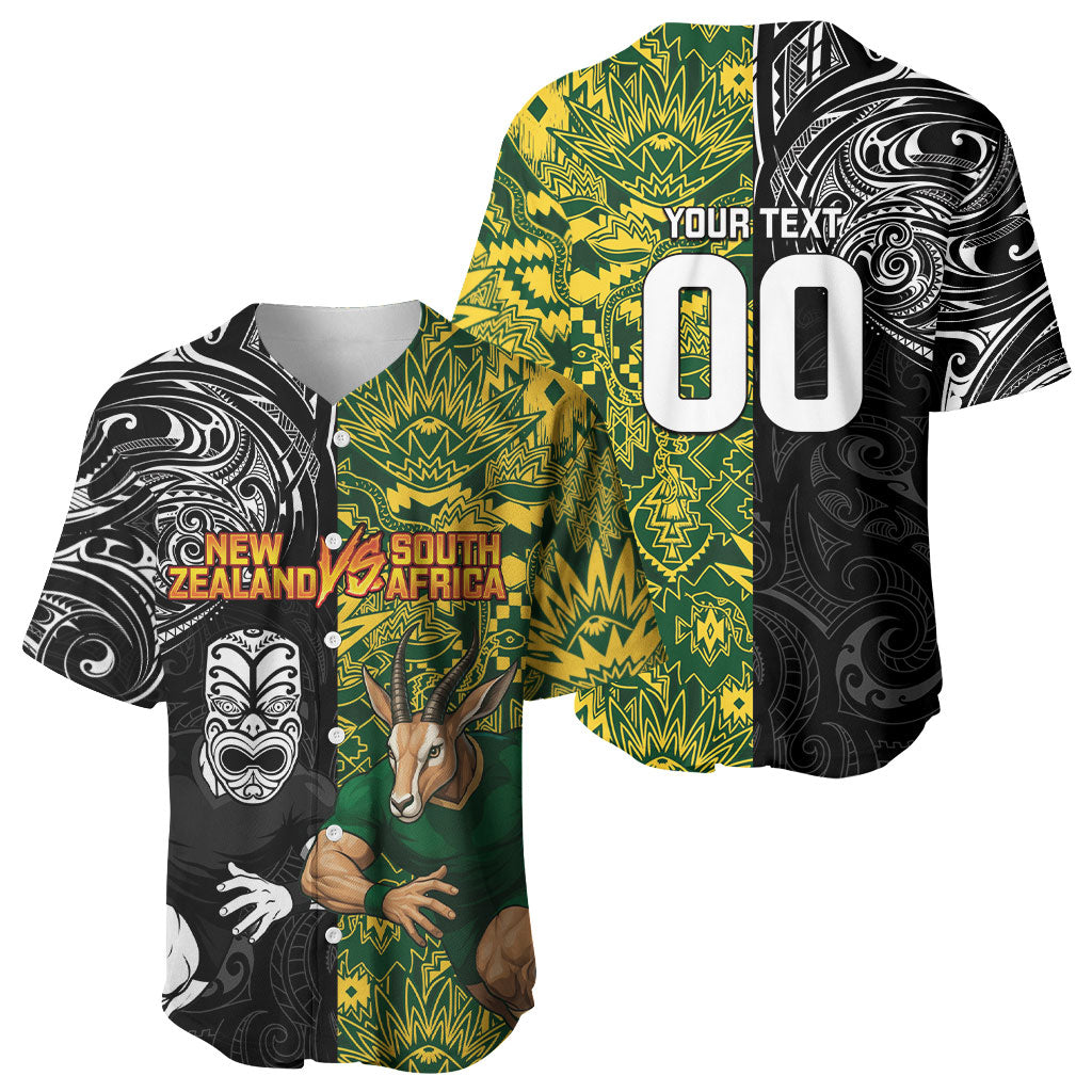 Custom South Africa vs New Zealand Baseball Jersey Rugby se Grootste Wedywering Two Nations One Battle