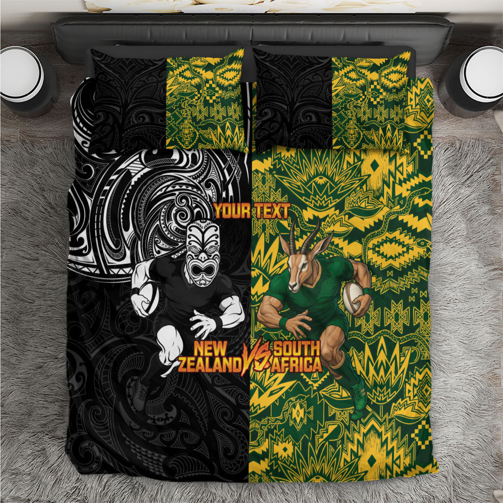 Custom South Africa vs New Zealand Bedding Set Rugby se Grootste Wedywering Two Nations One Battle