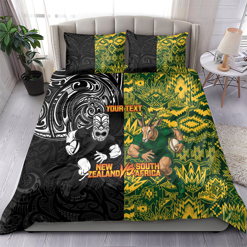Custom South Africa vs New Zealand Bedding Set Rugby se Grootste Wedywering Two Nations One Battle