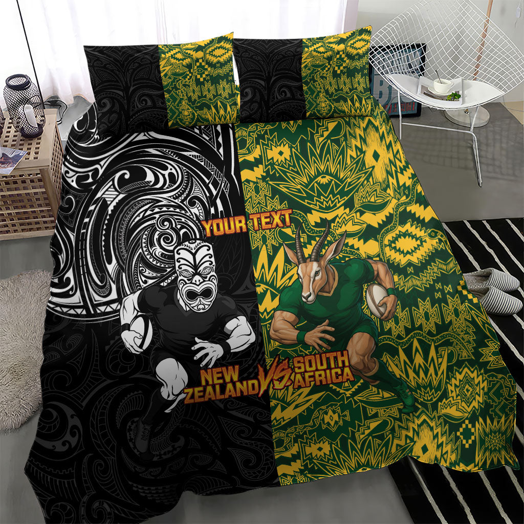 Custom South Africa vs New Zealand Bedding Set Rugby se Grootste Wedywering Two Nations One Battle