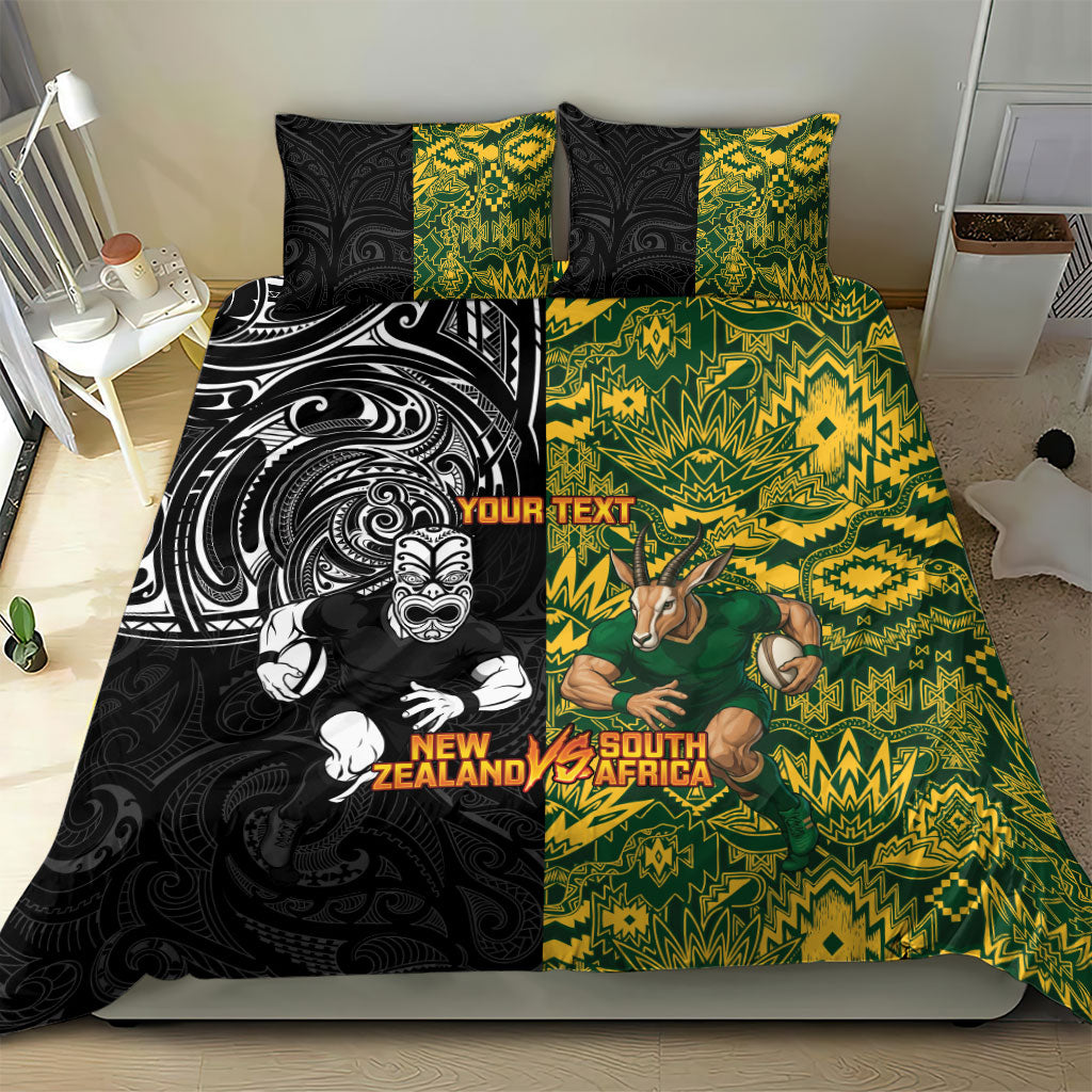 Custom South Africa vs New Zealand Bedding Set Rugby se Grootste Wedywering Two Nations One Battle
