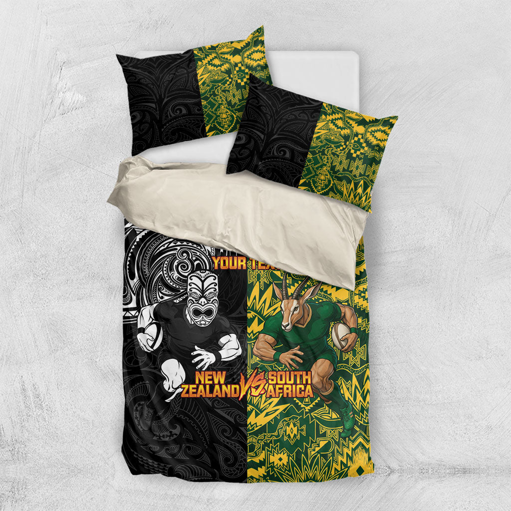 Custom South Africa vs New Zealand Bedding Set Rugby se Grootste Wedywering Two Nations One Battle