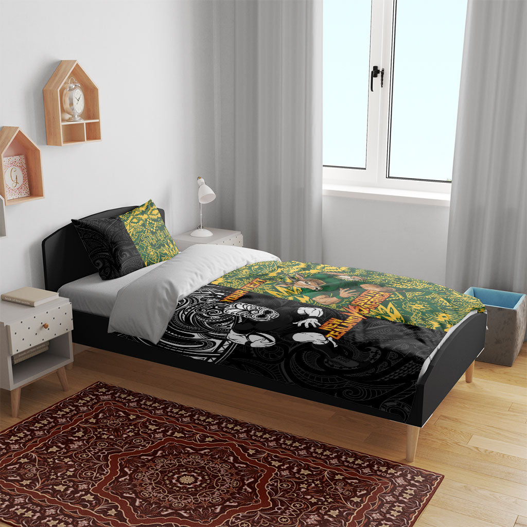 Custom South Africa vs New Zealand Bedding Set Rugby se Grootste Wedywering Two Nations One Battle