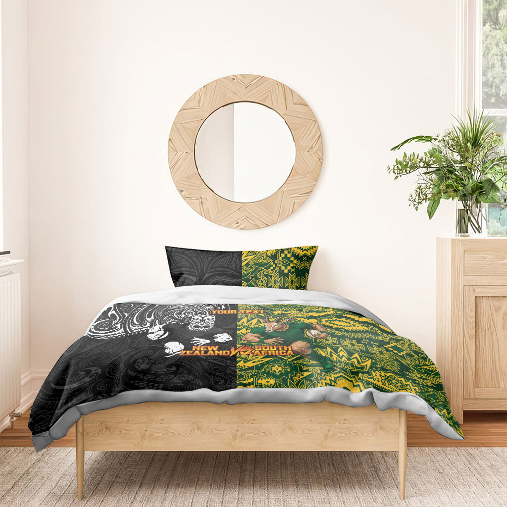 Custom South Africa vs New Zealand Bedding Set Rugby se Grootste Wedywering Two Nations One Battle