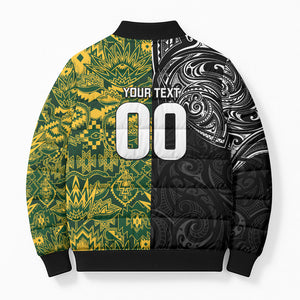 Custom South Africa vs New Zealand Bomber Puffer Jacket Rugby se Grootste Wedywering Two Nations One Battle