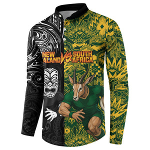 Custom South Africa vs New Zealand Button Sweatshirt Rugby se Grootste Wedywering Two Nations One Battle