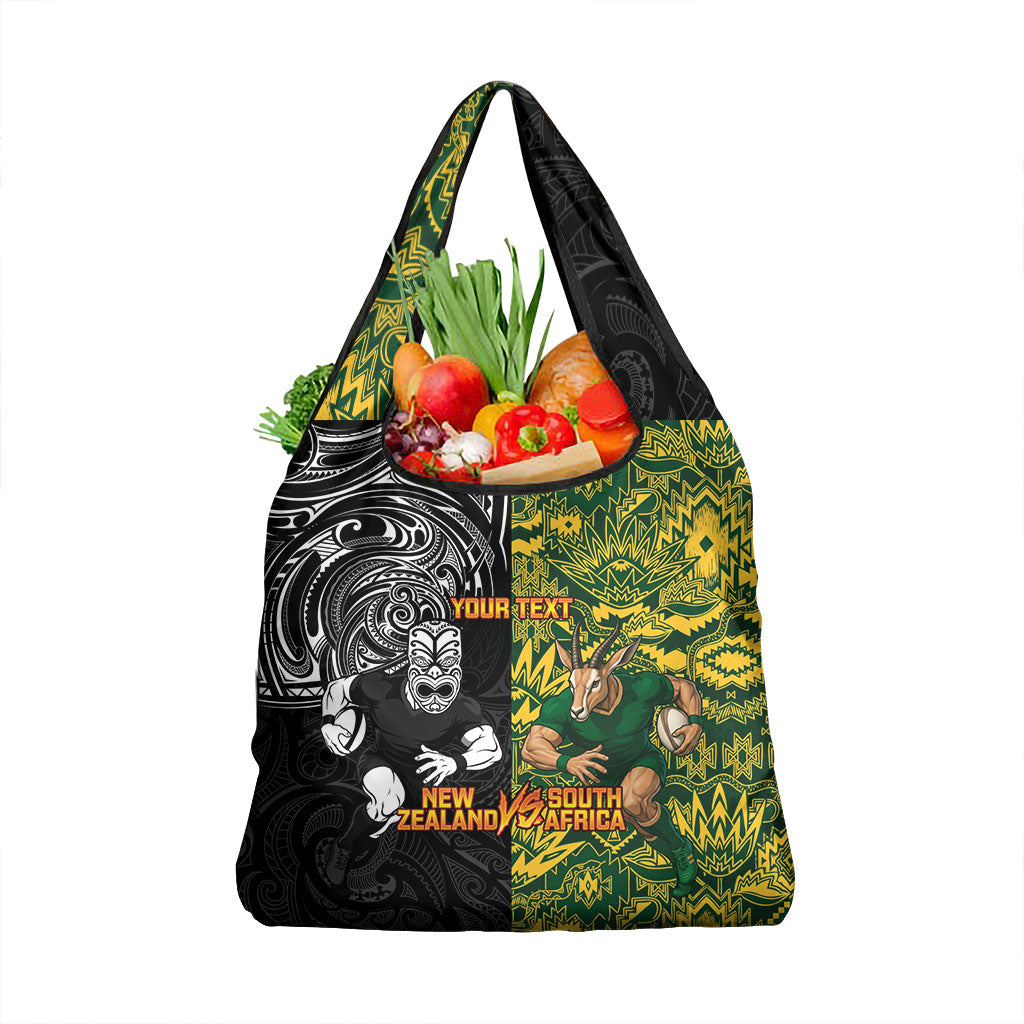 Custom South Africa vs New Zealand Grocery Bag Rugby se Grootste Wedywering Two Nations One Battle