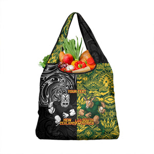 Custom South Africa vs New Zealand Grocery Bag Rugby se Grootste Wedywering Two Nations One Battle