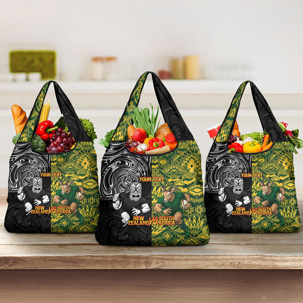 Custom South Africa vs New Zealand Grocery Bag Rugby se Grootste Wedywering Two Nations One Battle