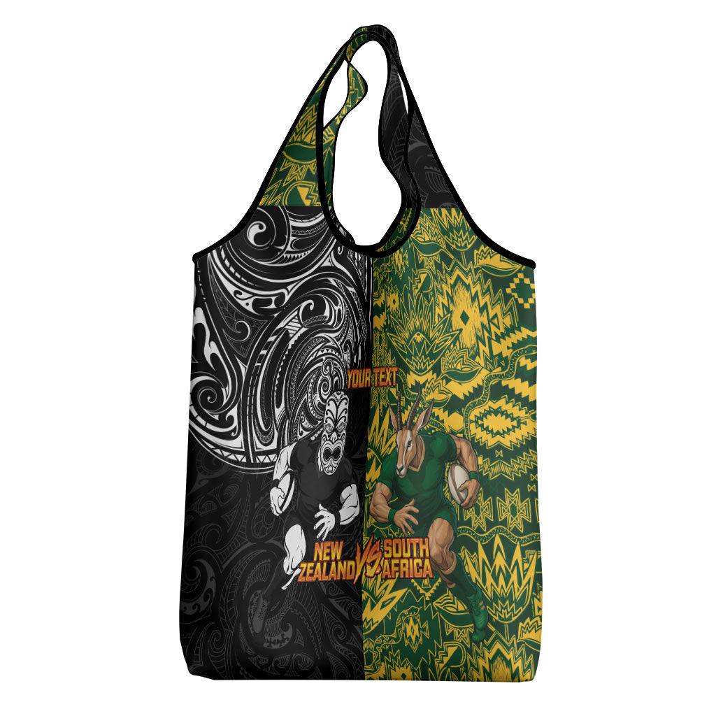 Custom South Africa vs New Zealand Grocery Bag Rugby se Grootste Wedywering Two Nations One Battle