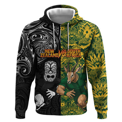 Custom South Africa vs New Zealand Hoodie Rugby se Grootste Wedywering Two Nations One Battle