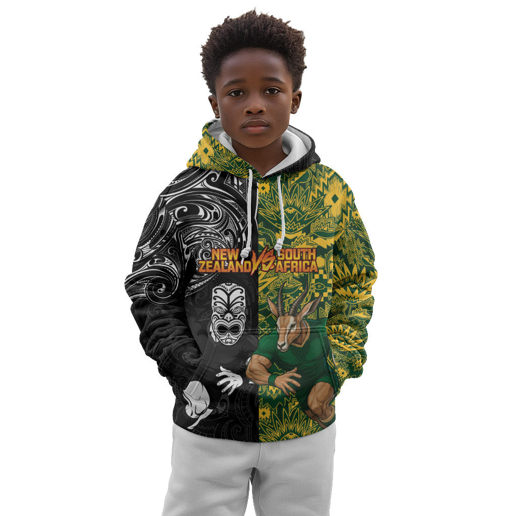 Custom South Africa vs New Zealand Kid Hoodie Rugby se Grootste Wedywering Two Nations One Battle