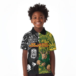 Custom South Africa vs New Zealand Kid Polo Shirt Rugby se Grootste Wedywering Two Nations One Battle