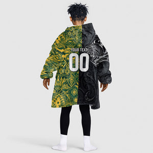 Custom South Africa vs New Zealand Kid Wearable Blanket Hoodie Rugby se Grootste Wedywering Two Nations One Battle