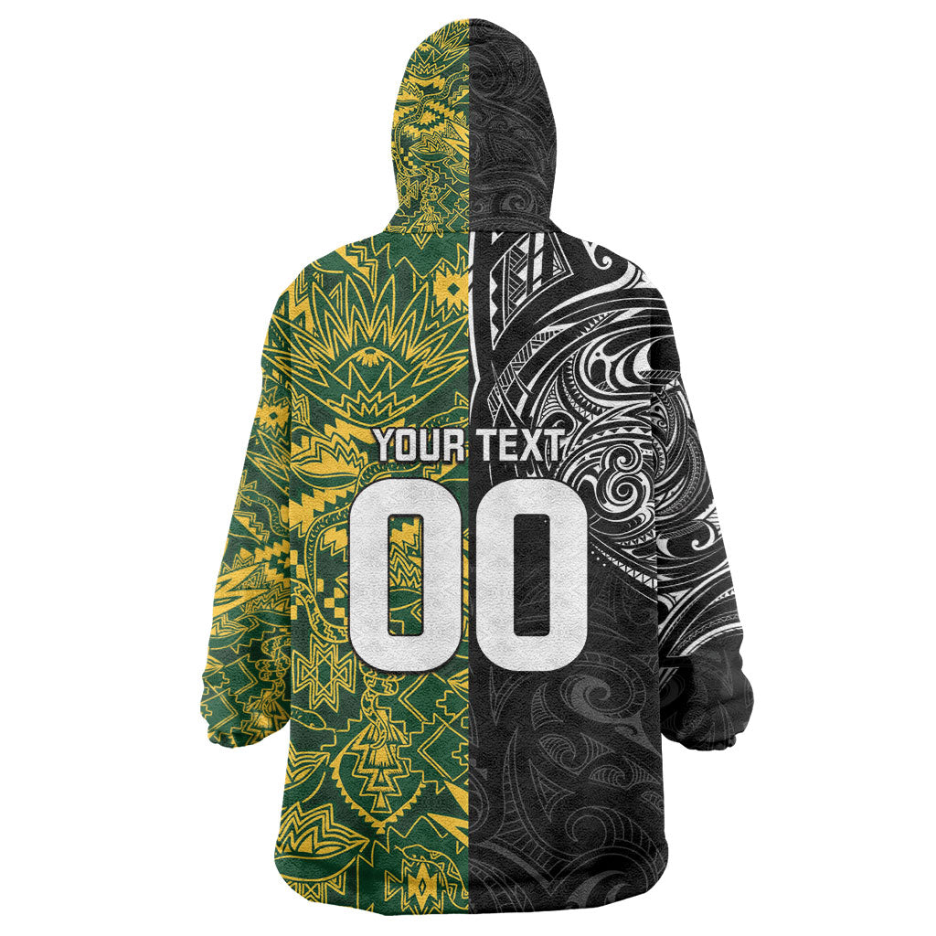 Custom South Africa vs New Zealand Kid Wearable Blanket Hoodie Rugby se Grootste Wedywering Two Nations One Battle