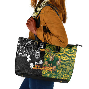 Custom South Africa vs New Zealand Leather Tote Bag Rugby se Grootste Wedywering Two Nations One Battle