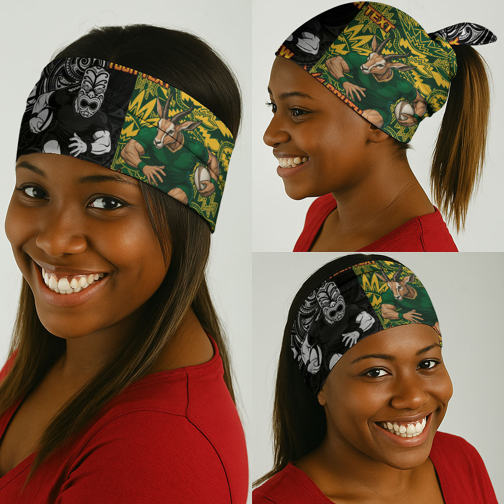 Custom South Africa vs New Zealand Neck Gaiter Rugby se Grootste Wedywering Two Nations One Battle