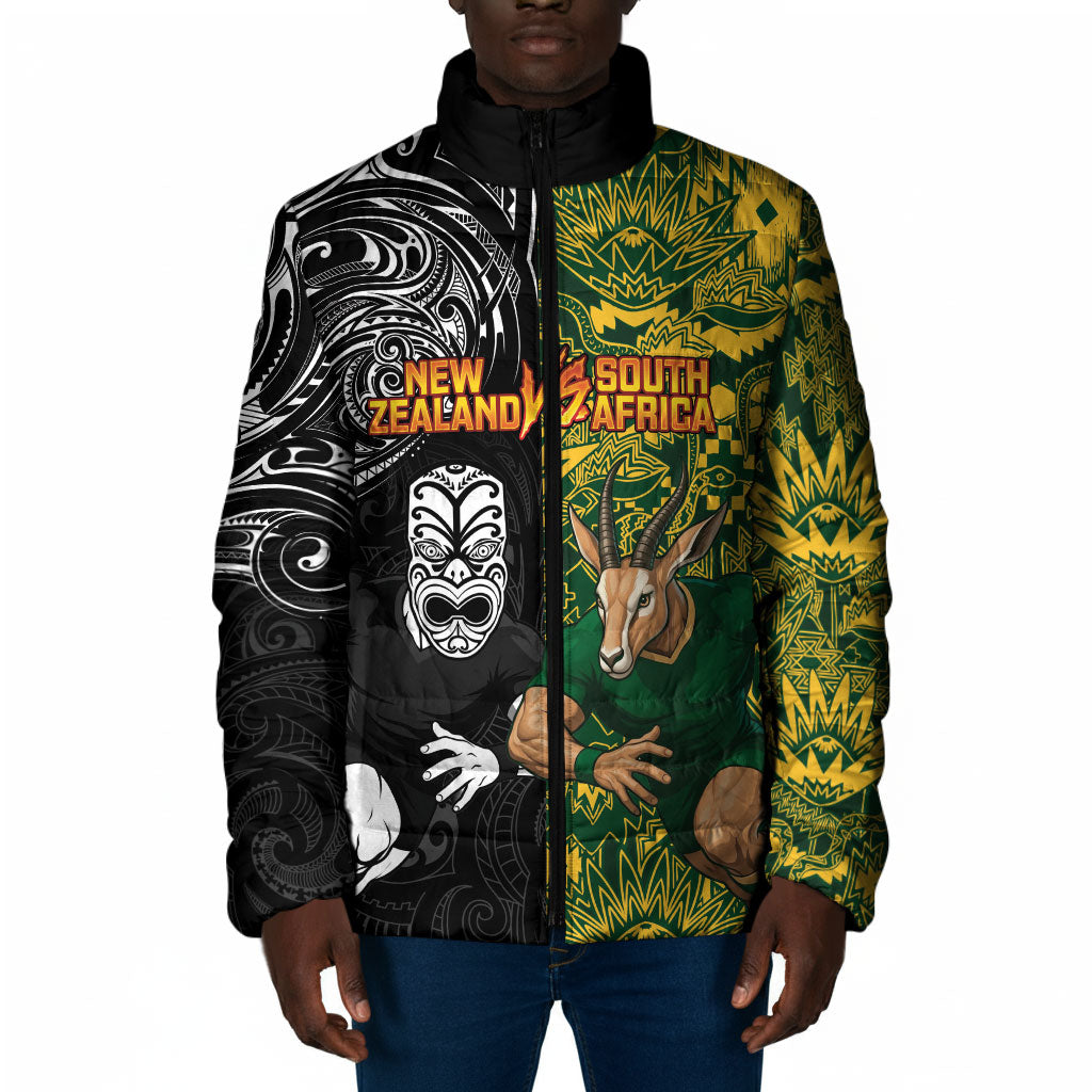 Custom South Africa vs New Zealand Padded Jacket Rugby se Grootste Wedywering Two Nations One Battle