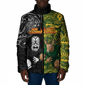 Custom South Africa vs New Zealand Padded Jacket Rugby se Grootste Wedywering Two Nations One Battle