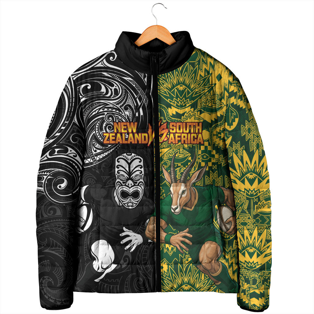 Custom South Africa vs New Zealand Padded Jacket Rugby se Grootste Wedywering Two Nations One Battle