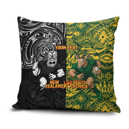 Custom South Africa vs New Zealand Pillow Cover Rugby se Grootste Wedywering Two Nations One Battle