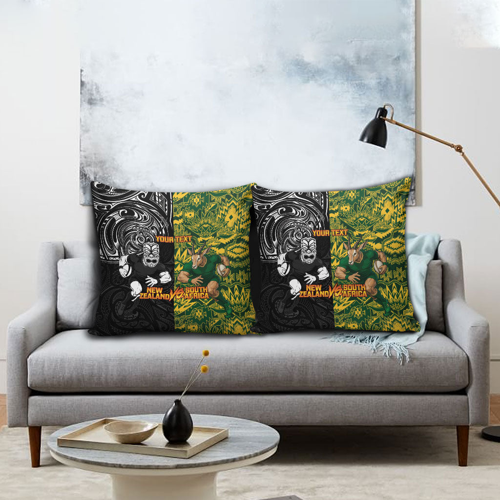 Custom South Africa vs New Zealand Pillow Cover Rugby se Grootste Wedywering Two Nations One Battle