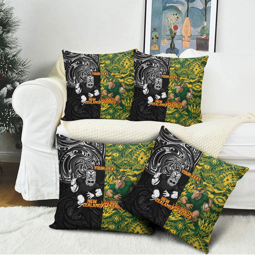 Custom South Africa vs New Zealand Pillow Cover Rugby se Grootste Wedywering Two Nations One Battle