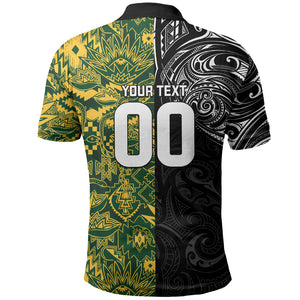 Custom South Africa vs New Zealand Polo Shirt Rugby se Grootste Wedywering Two Nations One Battle