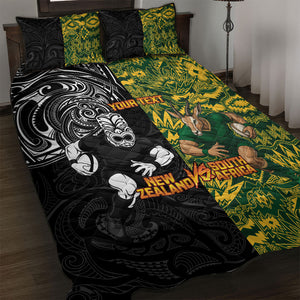 Custom South Africa vs New Zealand Quilt Bed Set Rugby se Grootste Wedywering Two Nations One Battle