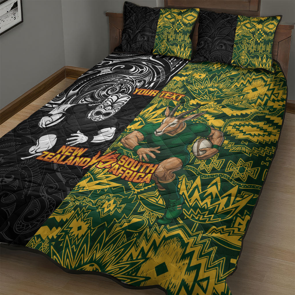 Custom South Africa vs New Zealand Quilt Bed Set Rugby se Grootste Wedywering Two Nations One Battle