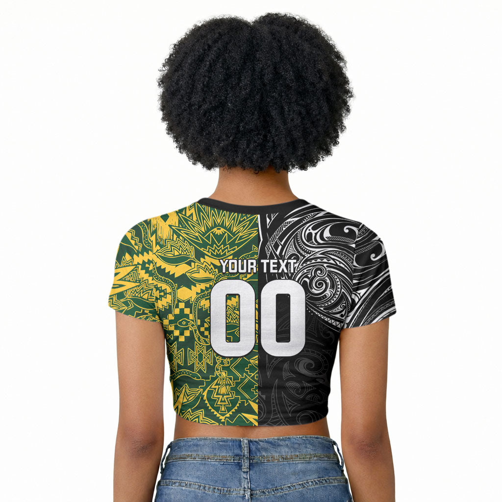 Custom South Africa vs New Zealand Raglan Cropped T shirt Rugby se Grootste Wedywering Two Nations One Battle