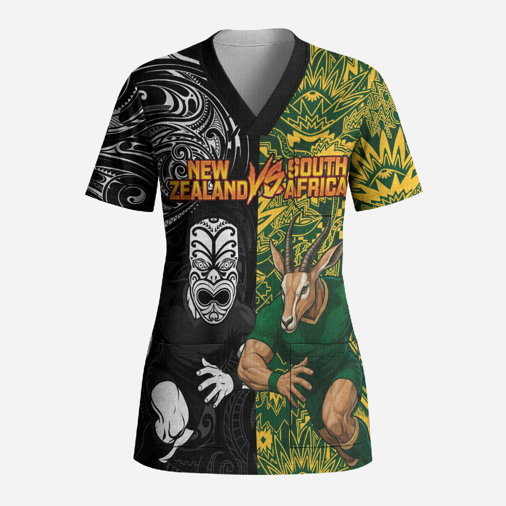 Custom South Africa vs New Zealand Scrub Top Rugby se Grootste Wedywering Two Nations One Battle