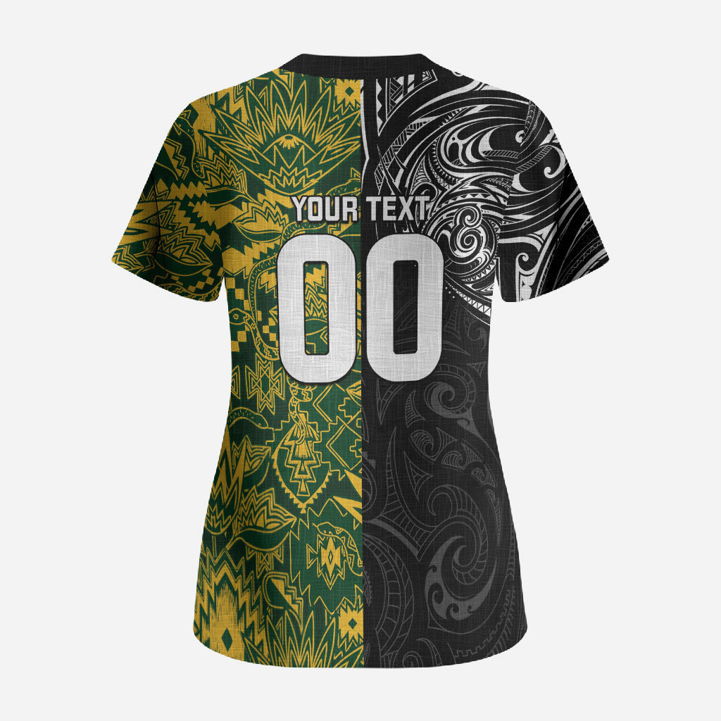Custom South Africa vs New Zealand Scrub Top Rugby se Grootste Wedywering Two Nations One Battle