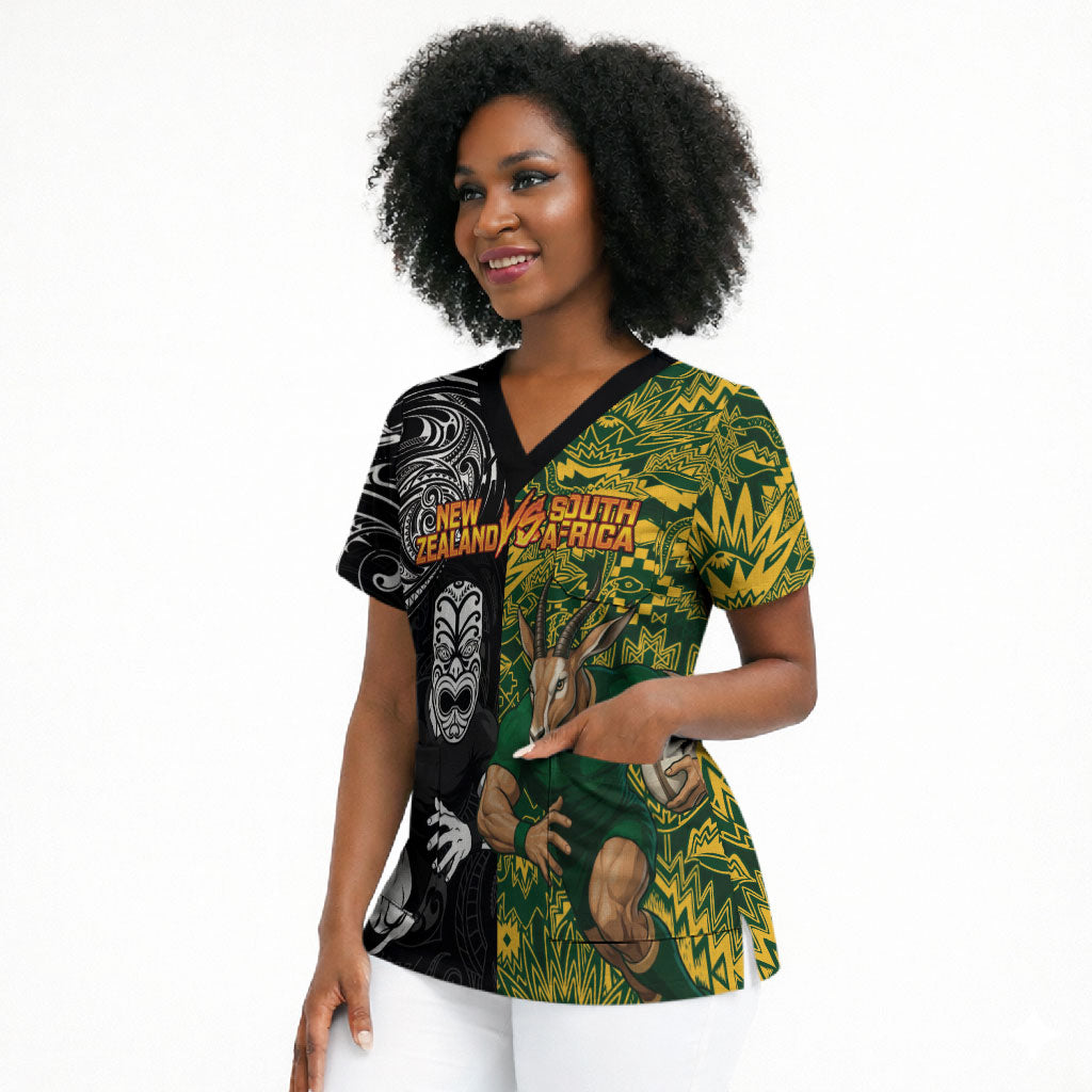 Custom South Africa vs New Zealand Scrub Top Rugby se Grootste Wedywering Two Nations One Battle