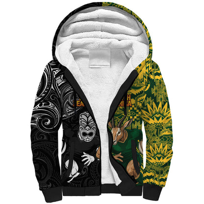 Custom South Africa vs New Zealand Sherpa Hoodie Rugby se Grootste Wedywering Two Nations One Battle