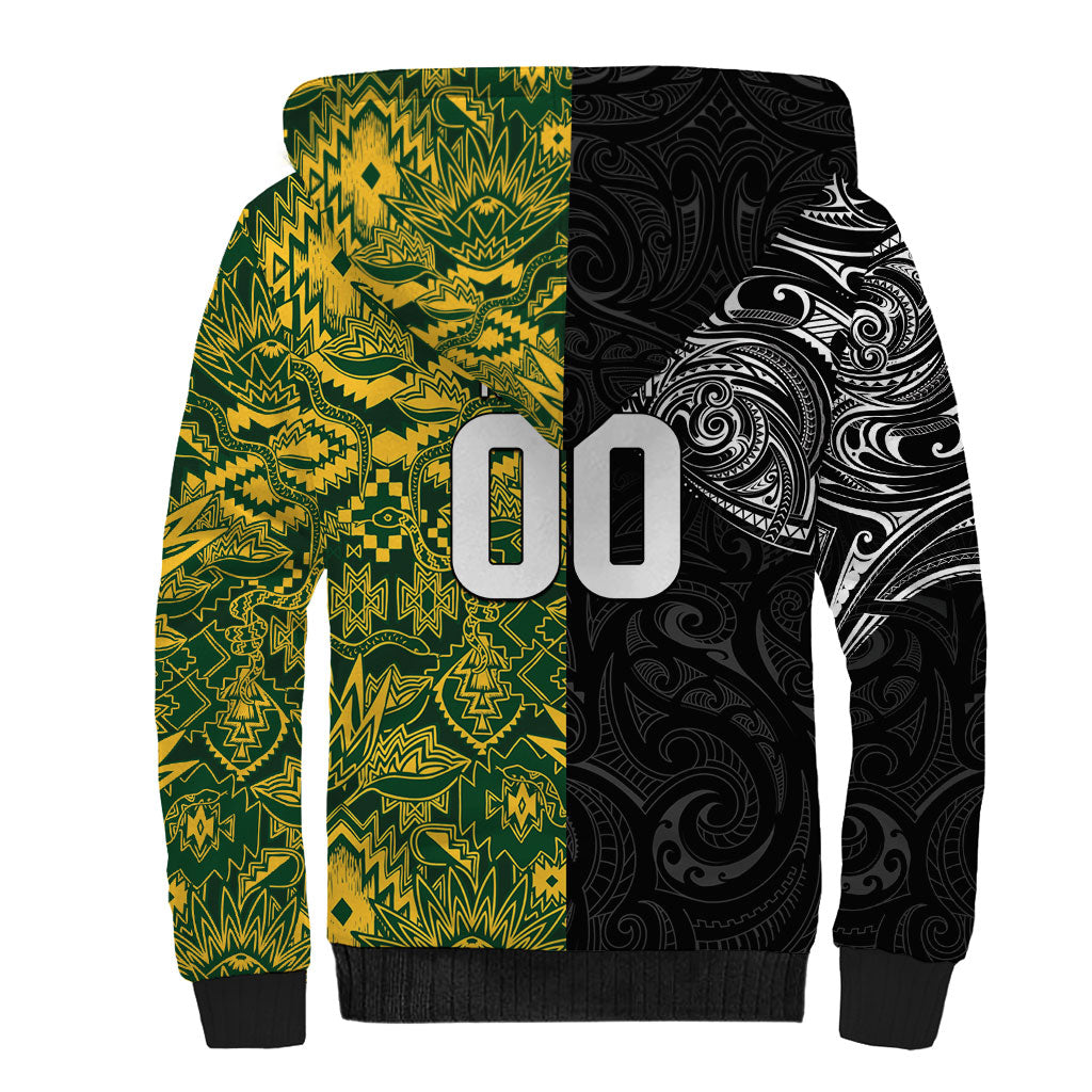 Custom South Africa vs New Zealand Sherpa Hoodie Rugby se Grootste Wedywering Two Nations One Battle