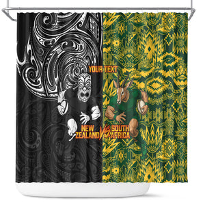Custom South Africa vs New Zealand Shower Curtain Rugby se Grootste Wedywering Two Nations One Battle