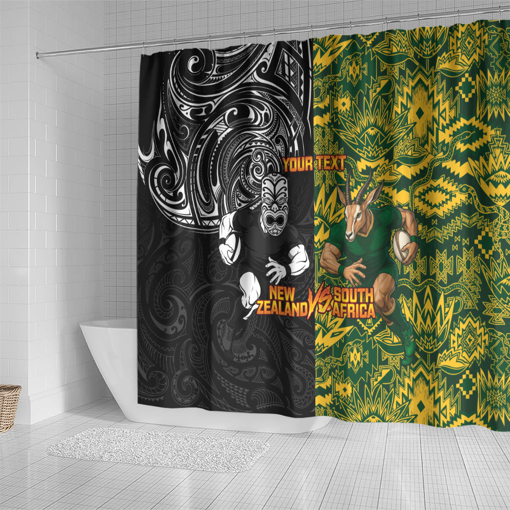 Custom South Africa vs New Zealand Shower Curtain Rugby se Grootste Wedywering Two Nations One Battle