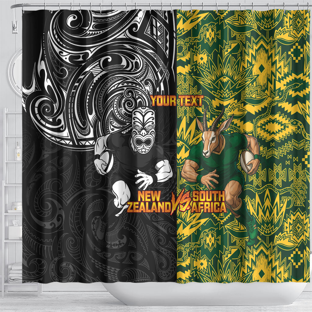 Custom South Africa vs New Zealand Shower Curtain Rugby se Grootste Wedywering Two Nations One Battle