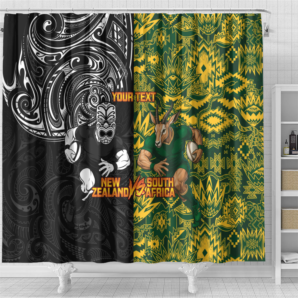 Custom South Africa vs New Zealand Shower Curtain Rugby se Grootste Wedywering Two Nations One Battle